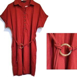 red linen and viscose dress size large 12